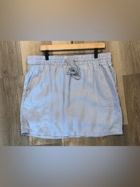 Women’s Light Blue Drawstring Linen Skorts